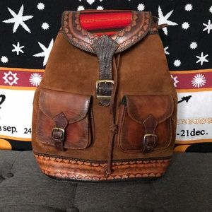 Vintage Boho Leather and Suede Backpack